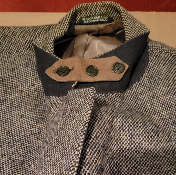 Vintage Brown Tweed Professor Blazer sports jacket leather patches on elbows - Picture 14 of 15